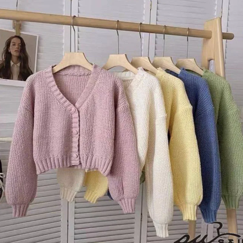 الصلبة اقتصاص سترة مشغولة من الصوف للمرأة 2025 مريحة لينة واحدة الصدر سترة سترة الكورية الخامس الرقبة طويلة الأكمام تريكو