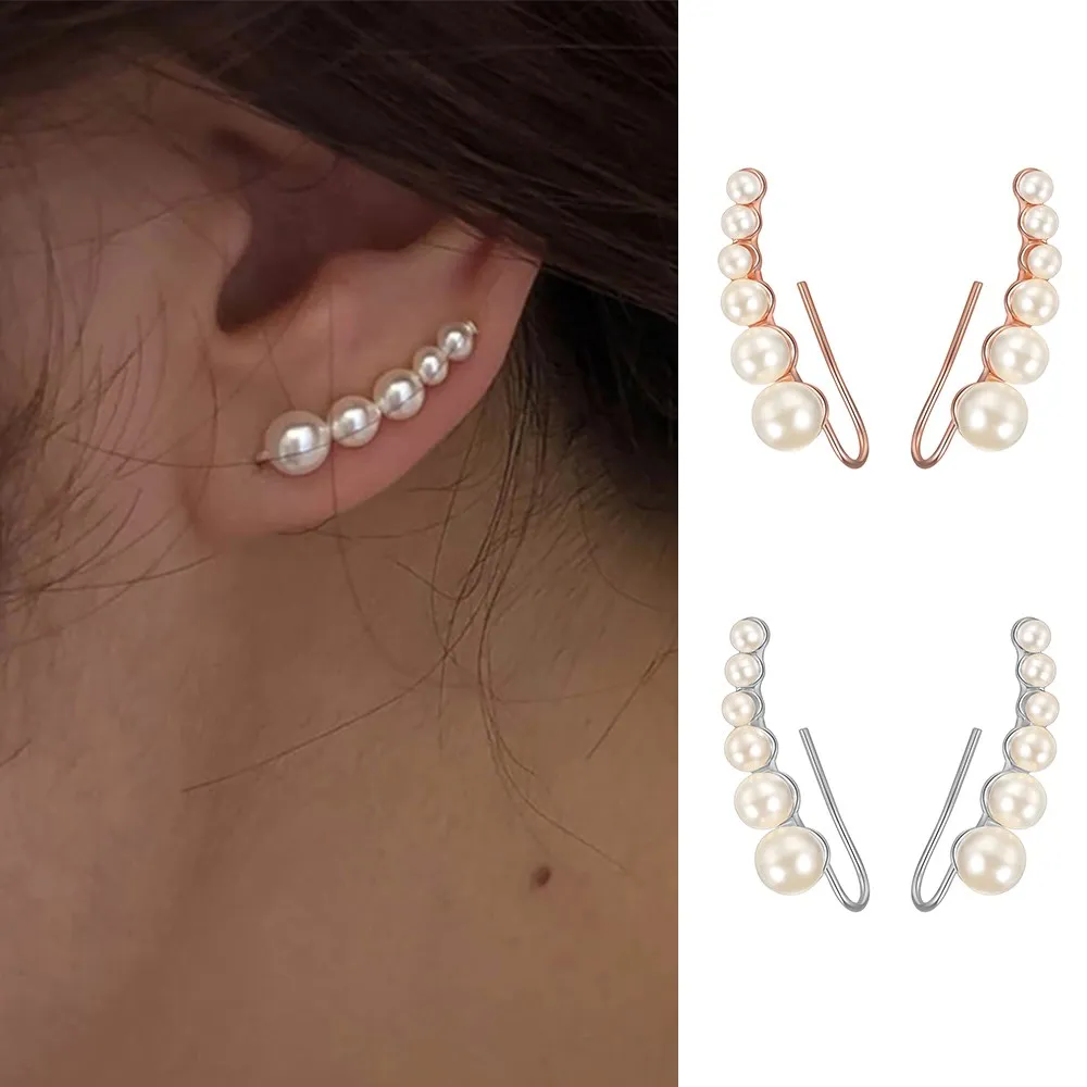 Pearl Climbing klips do ucha kolczyki dla kobiet elegancka koreańska gorąca sprzedaż akcesoria do uszu dla dziewczynek biżuteria sztuczna hurt E499