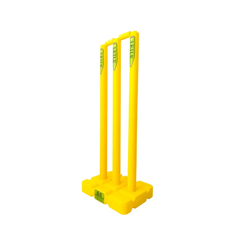 Cricket Stump Plastic Yellow 3Wickets 2Bails 1Base Stumps Set