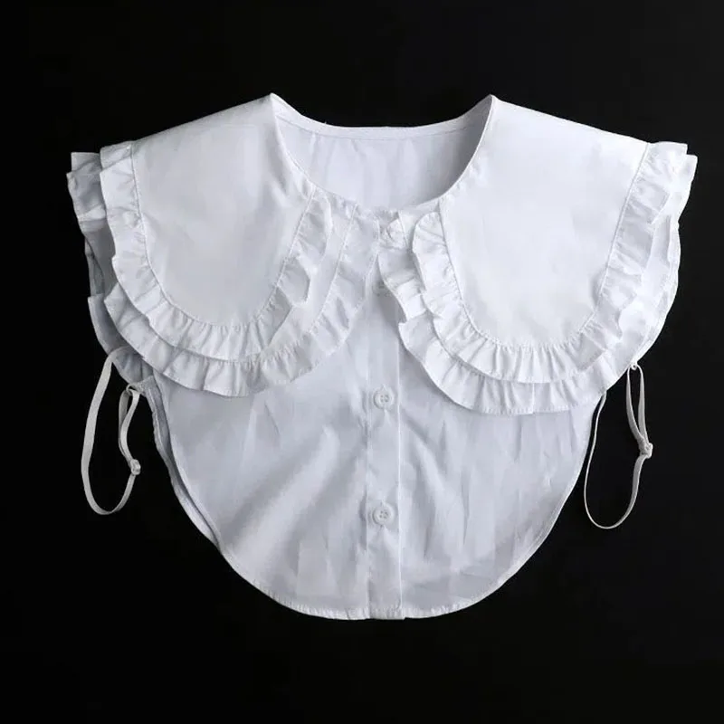

Ruffle Lapel White Fake Collar Women Detachable Collars Scarf False Collar Shirt Tie Plaid Female Removable Dickie Shirt Women