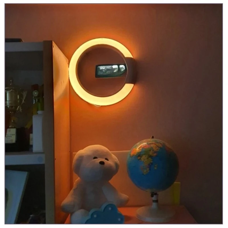 

Mirror Hollow Wall Clock with Remote Control Round Digital Alarm Clock Wall Decoration Light 7 Color Night Light 12/24H Mode