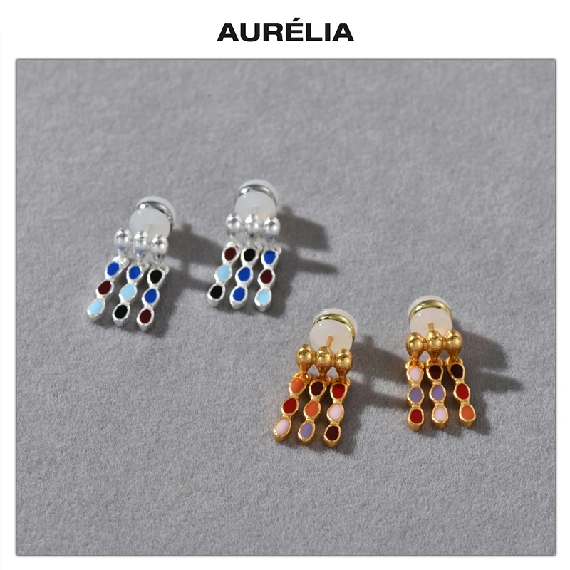 

European Fashion Gold Silver Drop Glazed Colored Tassels Earrings Woman Bohemian Jewelry Trend