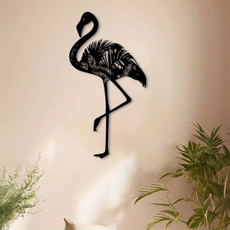 Brand Flamingo Metal Wall Art Rustproof Iron Statue Mural Decor Garden Outdoor Tropical Lovers