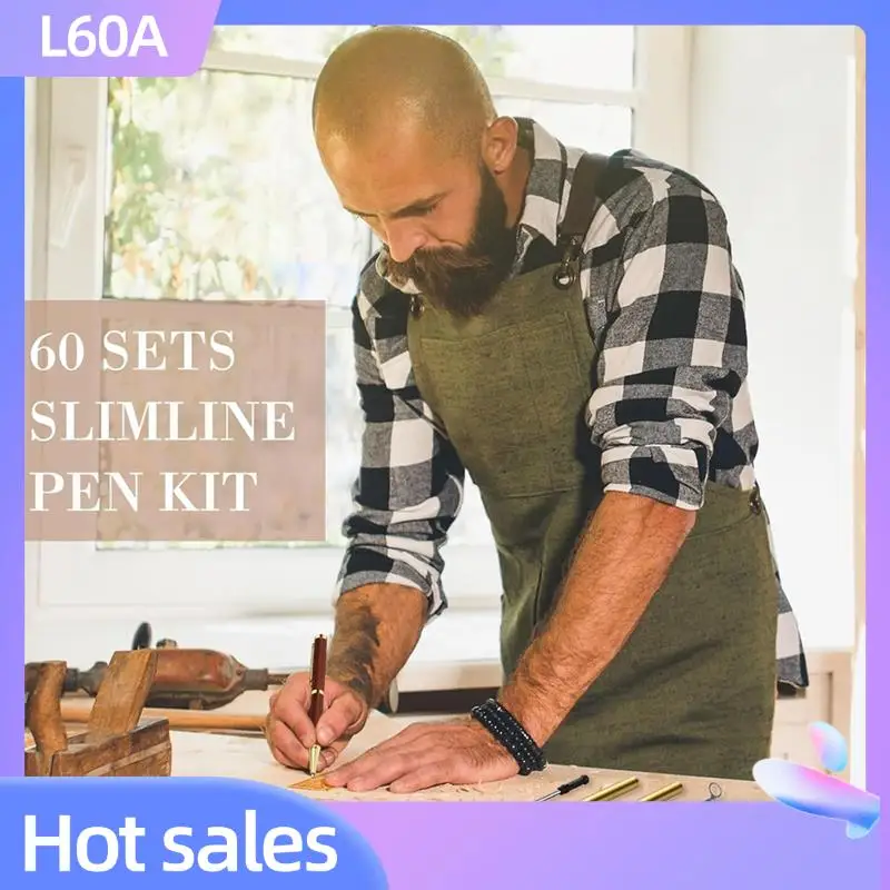 

L60A 60Pcs Twist-Out Pen Kit For Woodturn 7Mm Slim Pen Bulk With Refill Pack Woodturn Projects For DIY Crafts