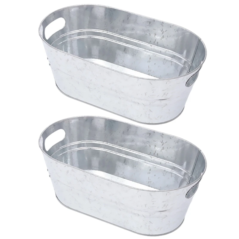 2PCS Metal Ice Bucket Insulated Champagne Bucket Beer Drink Storage Cooler Drink Cocktail Bar Ice Bucket Large Capacity