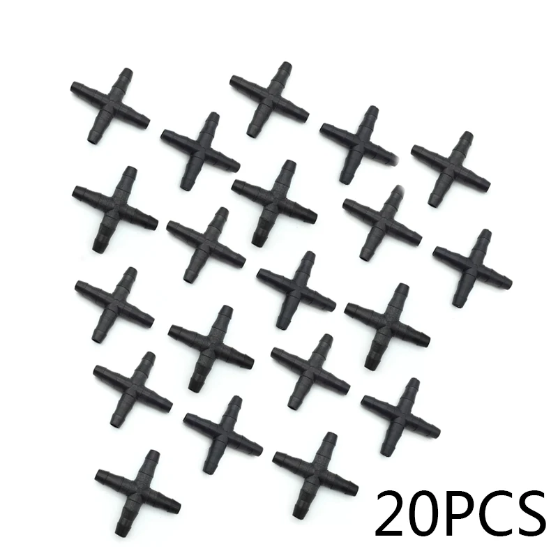 Bulk Automatic Garden Connector Irrigation 4/7mm Water Fittin Fitting 20Pcs for cross Drip Black New Hot Practical
