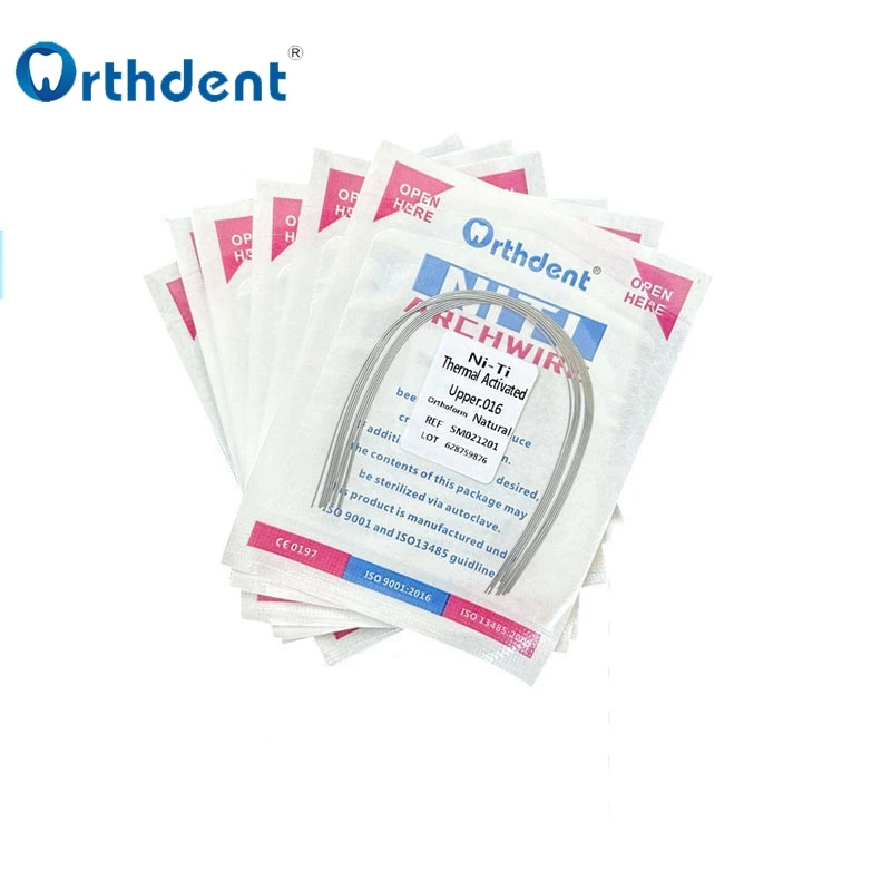 10 Packs Dental Thermal Activated Arch Wires Orthodontic Niti Archwire Natural Form Dentistry Arc For Brace Round/Rectangular