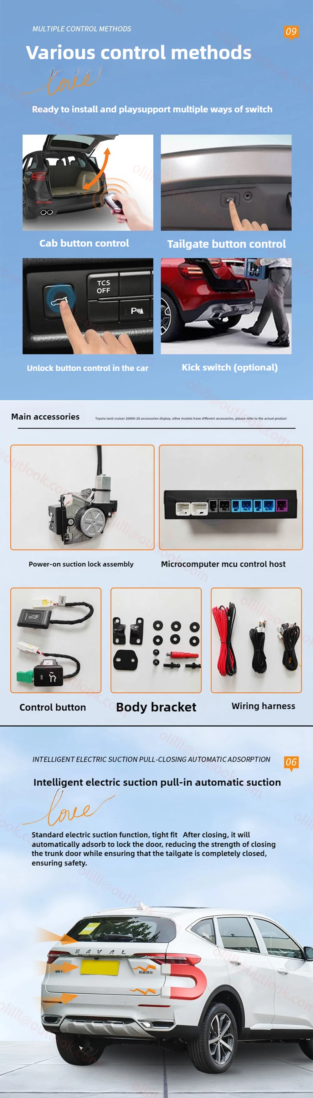 

For Berlingo electric tailgate luggage compartment with one kick Auto tailgate automatic door modification upgrade car parts