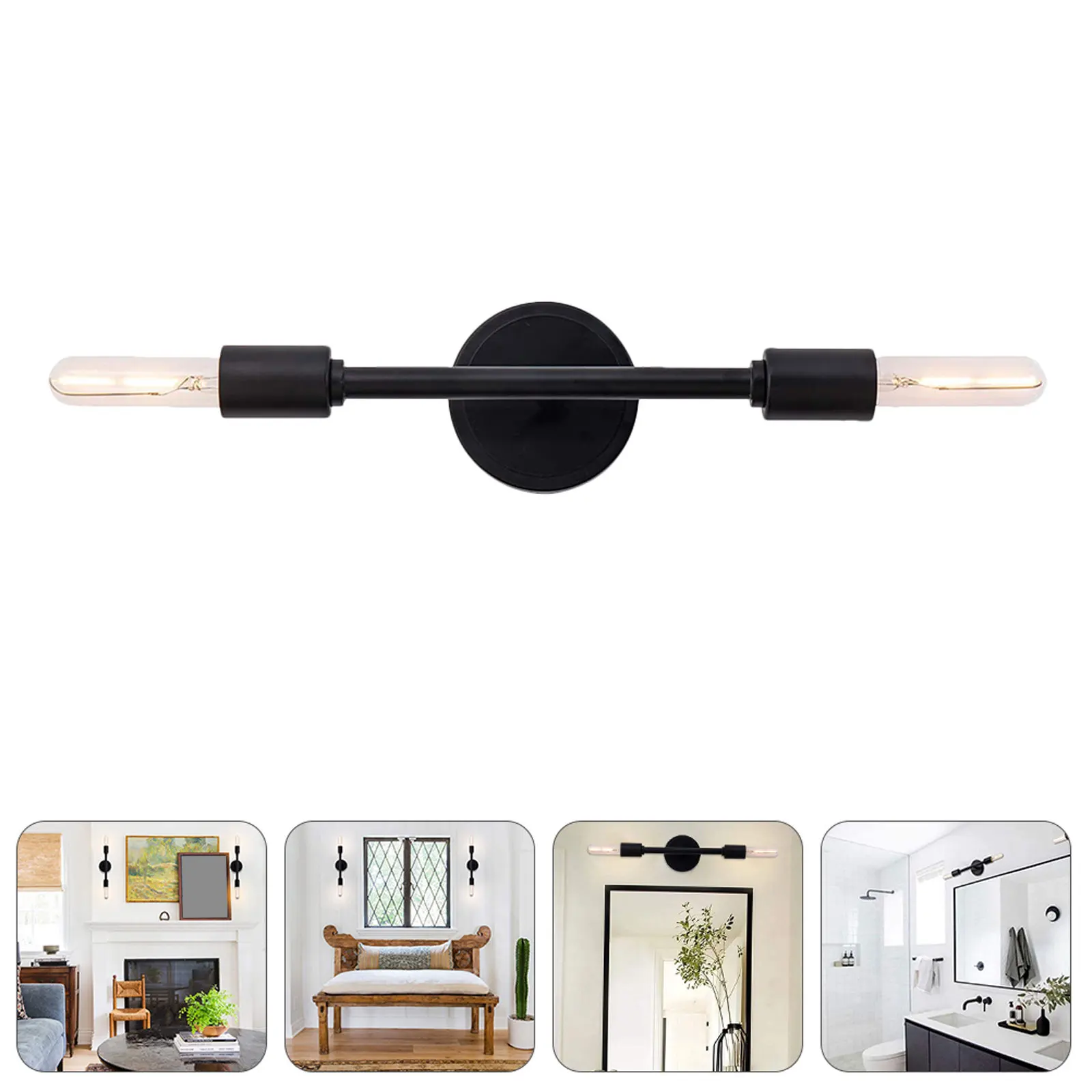 

Черный настенный светильник с двумя плафонами в индустриальном стиле, двойной настенный светильник для зеркала в ванной, для крытой веранды, патио, современное настенное освещение