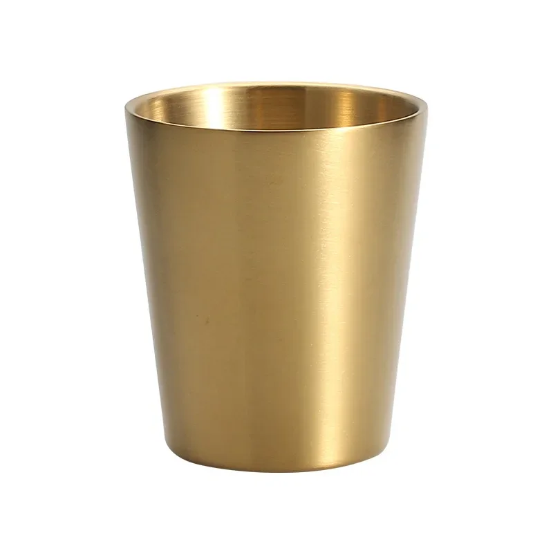 

10pcs 300ML 304 Stainless Steel Wine Cup Korean Beer Cup Coffee Cup Adult Mark Water Cup Engraved Double-layer Golden Beaker