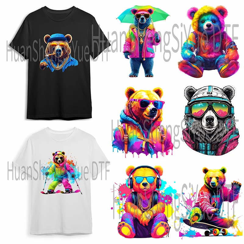 Cartoon Casual Color Bear ips Fashion Iron Clothing Patch T-Shirt DIY Clothes Hot Paste Paper