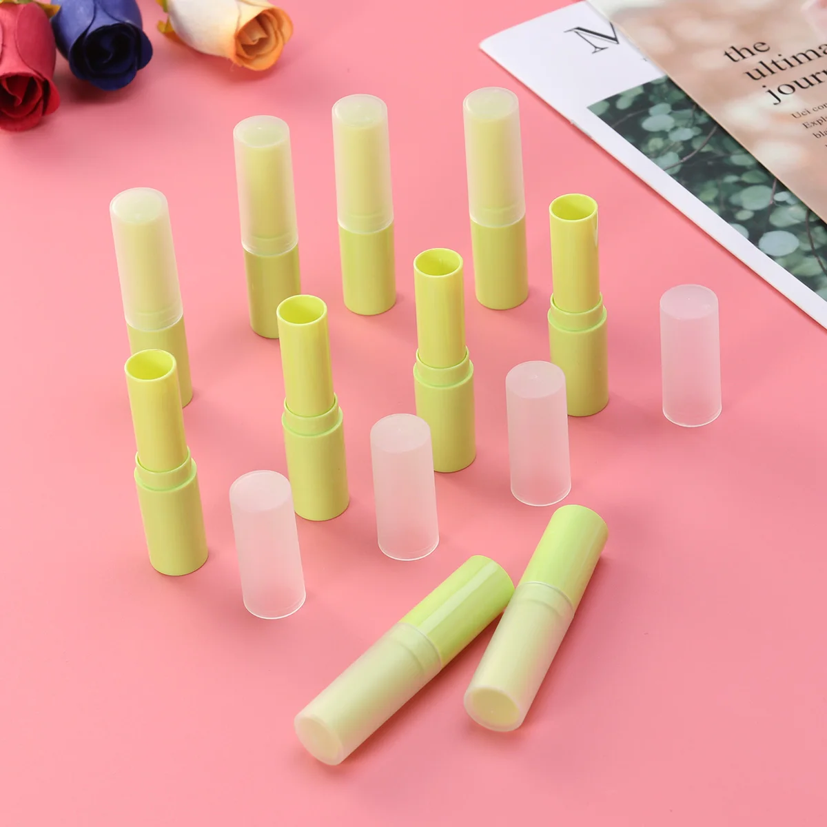 

10pcs 4G Women Empty Plastic Lip Balm Tubes Containers For Lip Gloss Diy Handmade Refillable Storage Green Color Safe