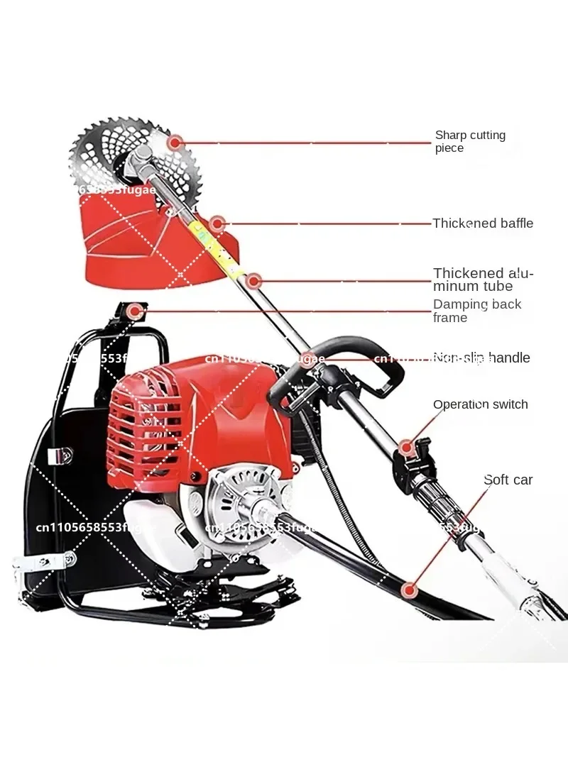 Backpack Lawn Mower, 4-Stroke GX35 High-Power Portable Grass Cutter, Home Use Weed & Brush Cutting Machine