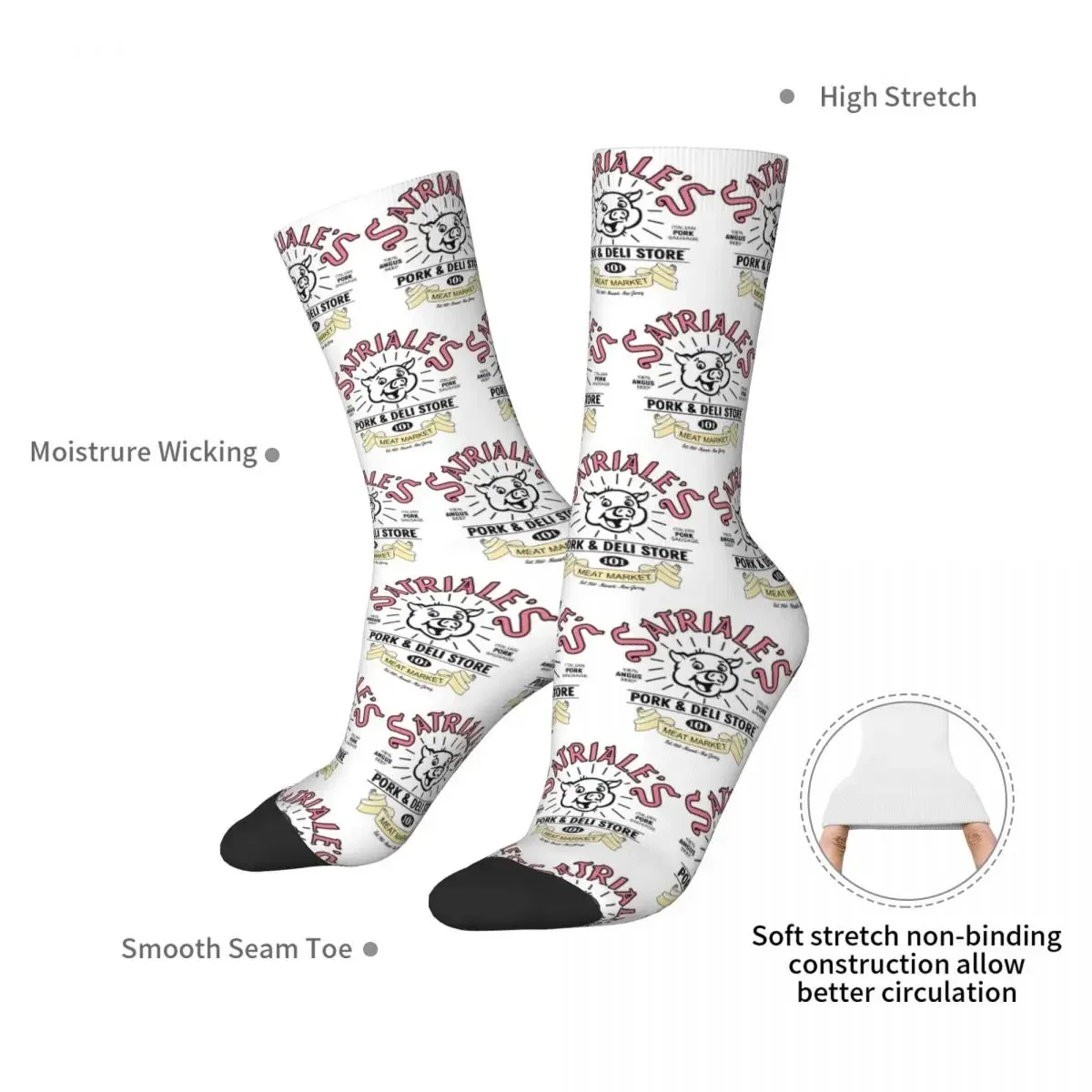 Satriale's Pork Store - Sopranos Socks Harajuku High Quality Stockings All Season Long Socks Accessories for Man's Woman's Gifts