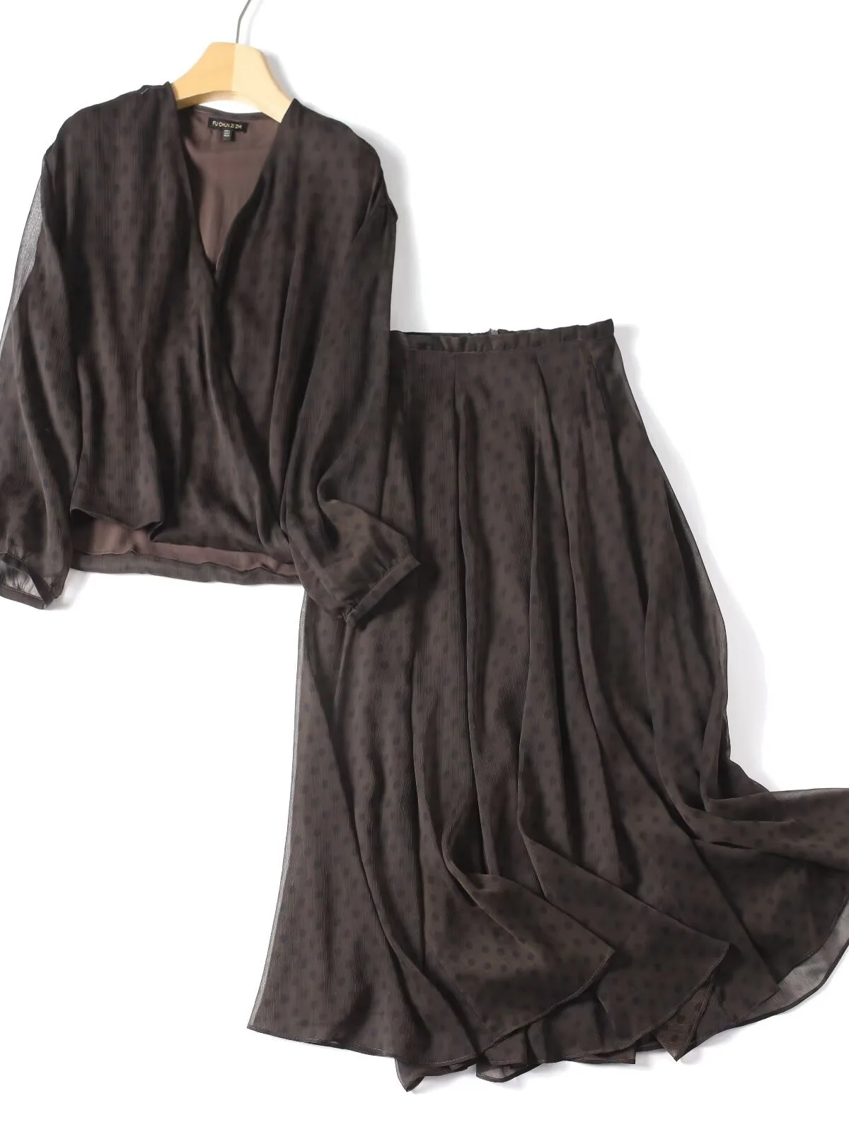

Dave&di Retro Storm Point V-neck Shirt High Waisted Skirt Set New Two Piece Set Women's Suit Ropa Mujer