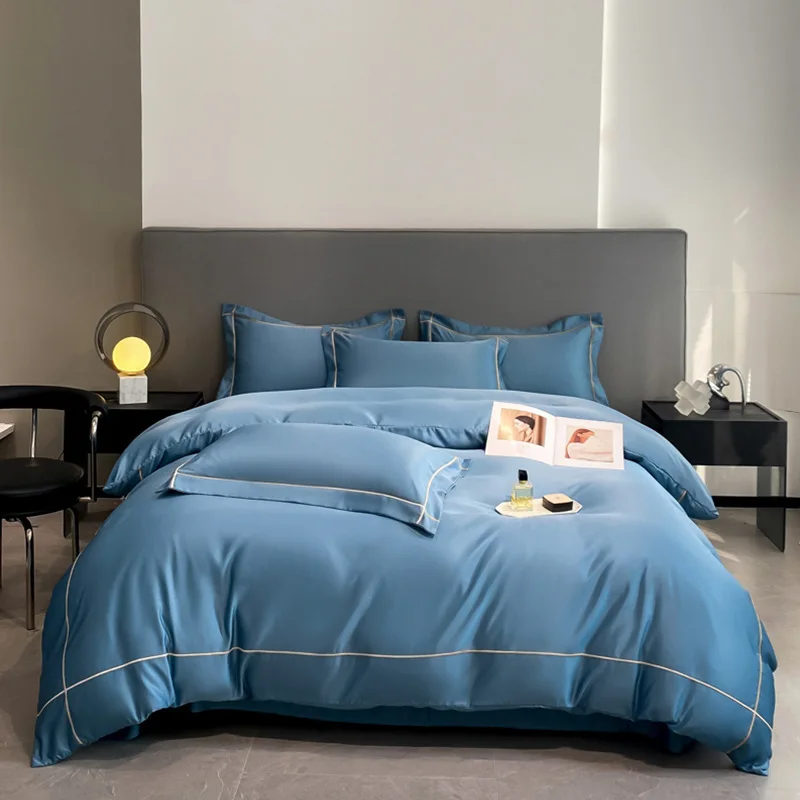 

Premium bedding sheets and duvet covers, A-class Tencel bedding, ice silk four piece set, light luxury, washed with water, silky