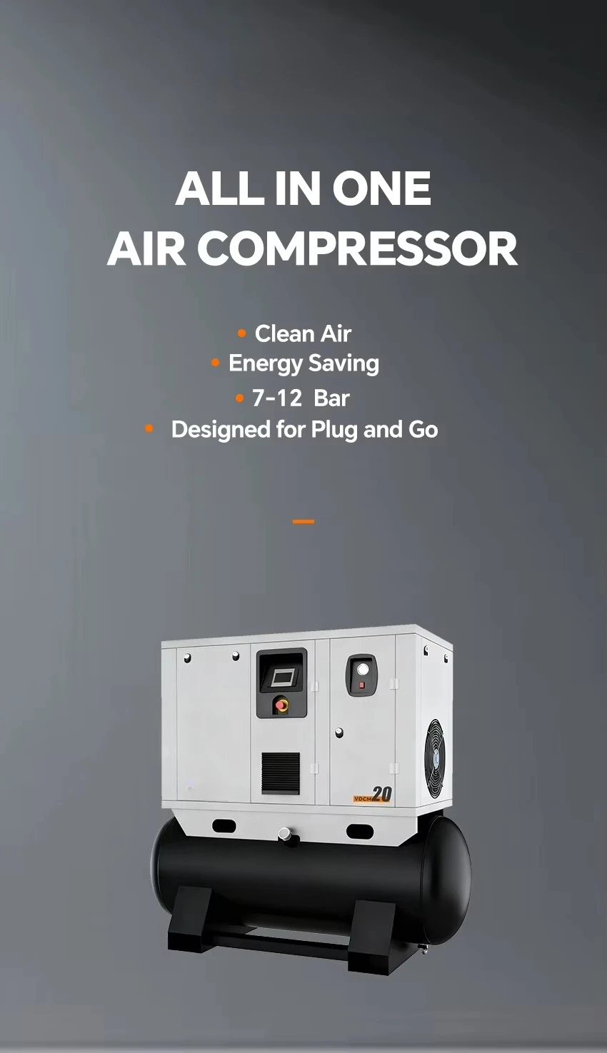 

Промышленный бесшумный компрессор 4-в-1 (с осушителем воздуха): 8/10/16/20 бар. Диапазон давления: 300 литров/500 литров.