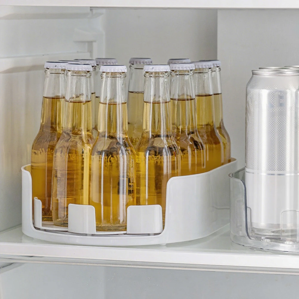 Refrigerator Rotating Storage Rack 13In Rectangular Transparent Rotatable Fridge Storage Box for Drinks Seasoning Cabinet Counte