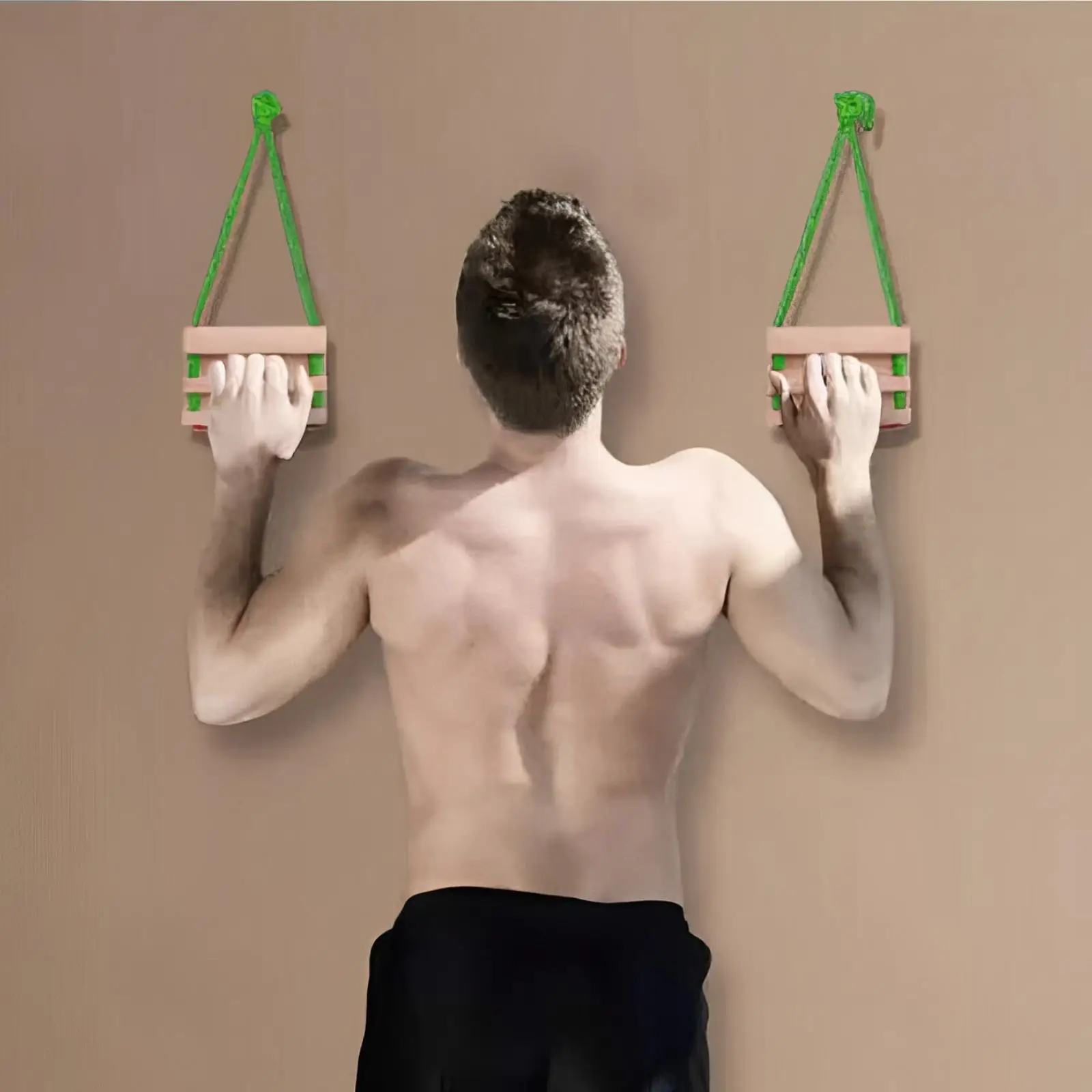 Climbing Grip Board Wooden Hangboard for Finger and Forearm Strengthening with Rope for Wall Mount