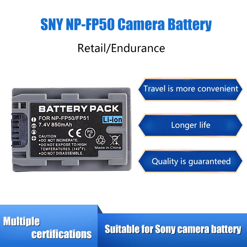 

NP-FP50 camera battery for Sony DCR-HC21E HC23E SR40E SR60E SR70E