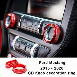 Aluminum Alloy Center Console CD Radio VOL Knob Headlight Adjust Decorative Ring Car Stickers For Ford Mustang 2015 - 2021