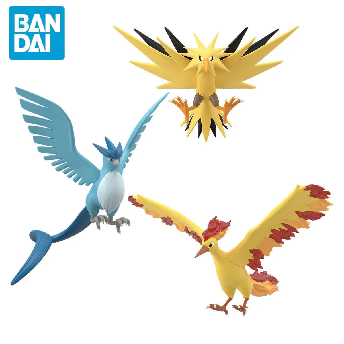 Original Bandai SHOKUGAN Kanto Region Anime Figure Toys Zapdos Freezer Thunder Fire Pocket Monster Action Figurine Doll