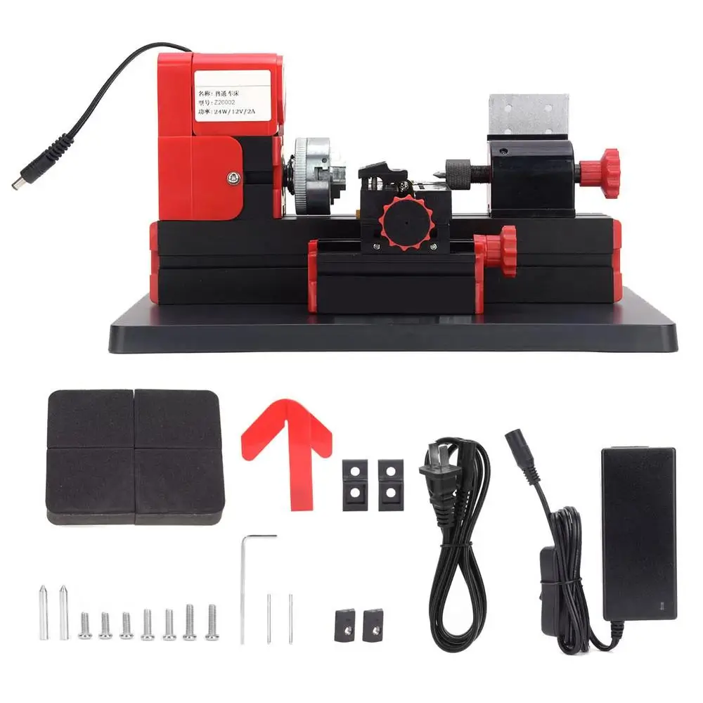 24W Mini Motorized Metal Lathe Machine DIY Modelmaking Woodworking Tool Kit 20000RPM US Plug Rotary Control Safety Design High