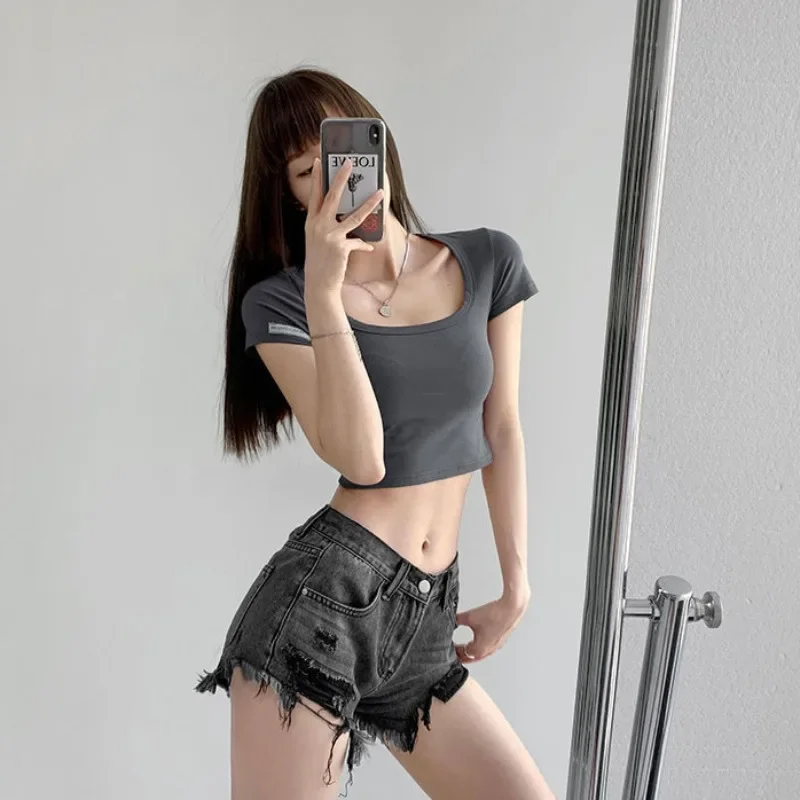 

Summer Female Short Jeans Pants High Waist Wide Women's Denim Shorts Korean Style Fashion Clothing 2024 Flowy Normal Stretchy XL