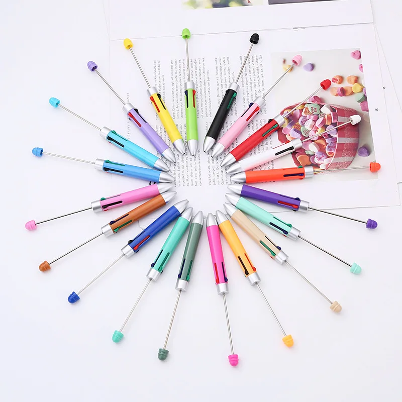 

50pcs Business Four Color Refills Beaded Pen Cute Beadable Ballpoint Pens DIY Handmade Gift Colorful Gift Ball Pen for Writing