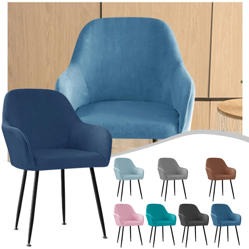 1pc Chair Cover Silver Fox Velvet Fabric Stretch Home Hotel Dining Chair High Armchair Home Textile Plush Chair Cover