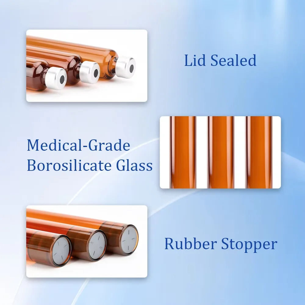 100Pcs Amber 3ml Glass Cartridges for Peptide Pen V1 V2 Lightproof Airtight Vial For Insulin Liquid Storage, Daily Home Care