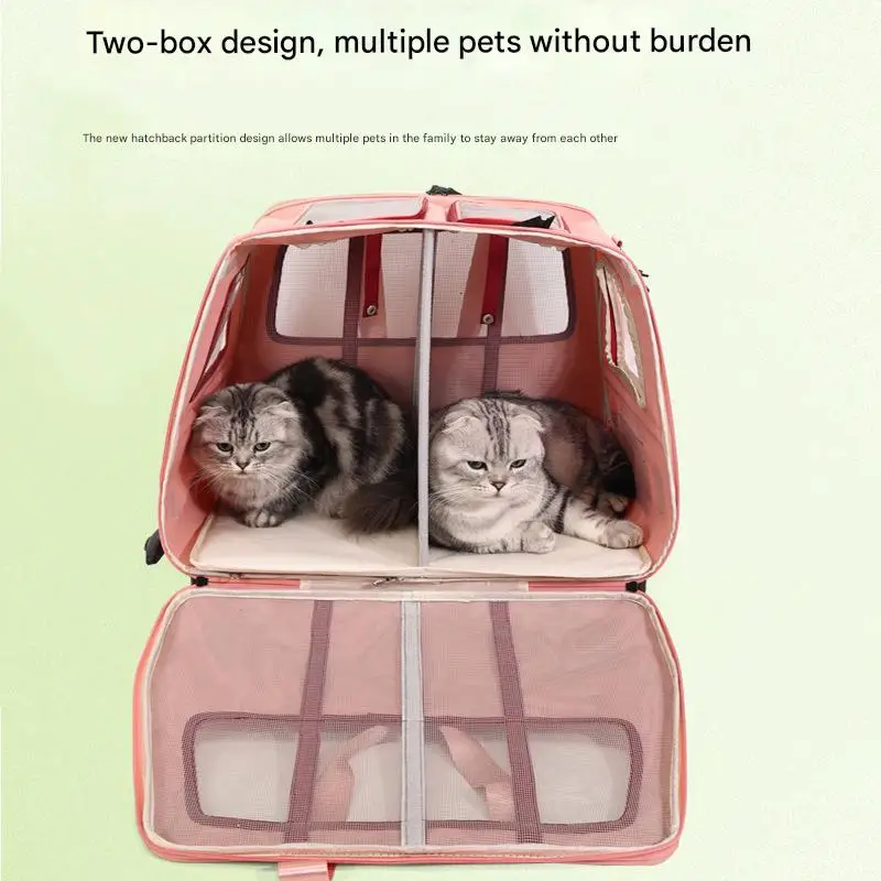 Poussette Portable pour animaux de compagnie, grande capacité, pour chiens, chariot de voyage respirant pour animaux de compagnie, fermeture à glissière, Style sac à dos, bagages sortants, 2025