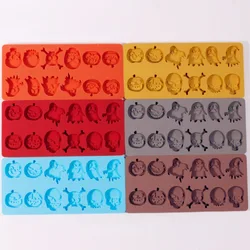 Ghost Expression Pumpkin Chocolate Silicone Mold Pirate Flag Skull Candy Biscuit Baking Set Ice Tray Halloween Soap Candle Gifts