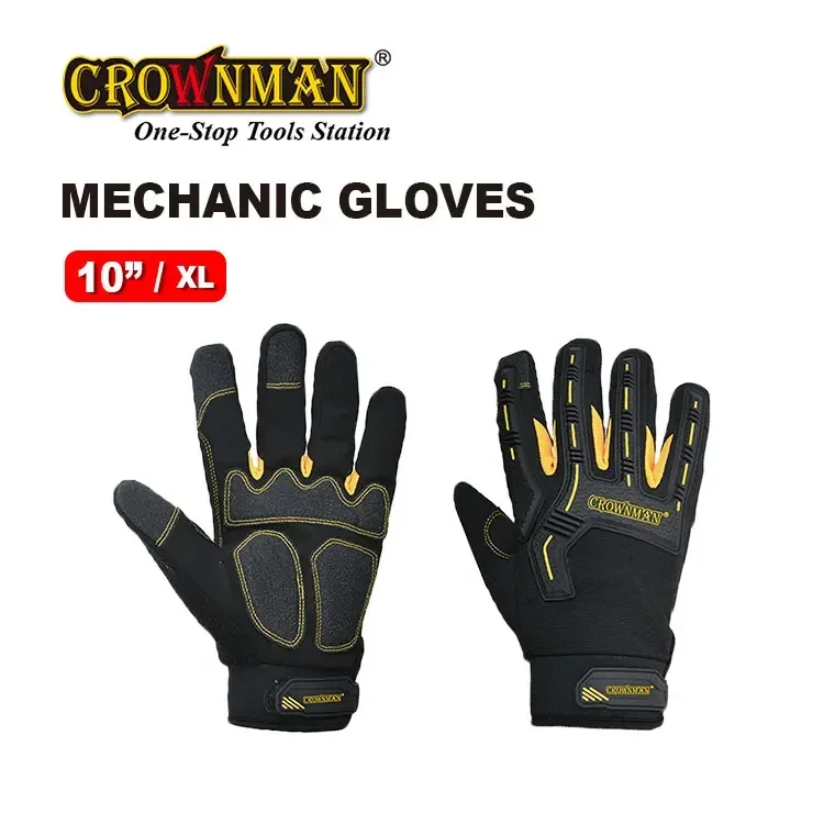 CROWNMAN impact resistant mechanical TPR palm nitrile high-quality black safety work machinery cutting Construction gloves