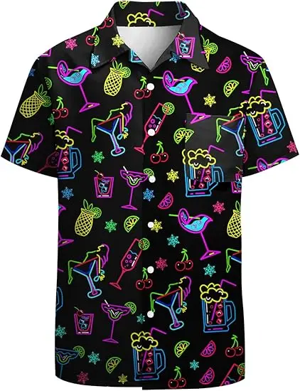 Hawaiian Shirt for Men Casual Button Down Shirt Short Sleeve Aloha Beach Shirt Party Shirt