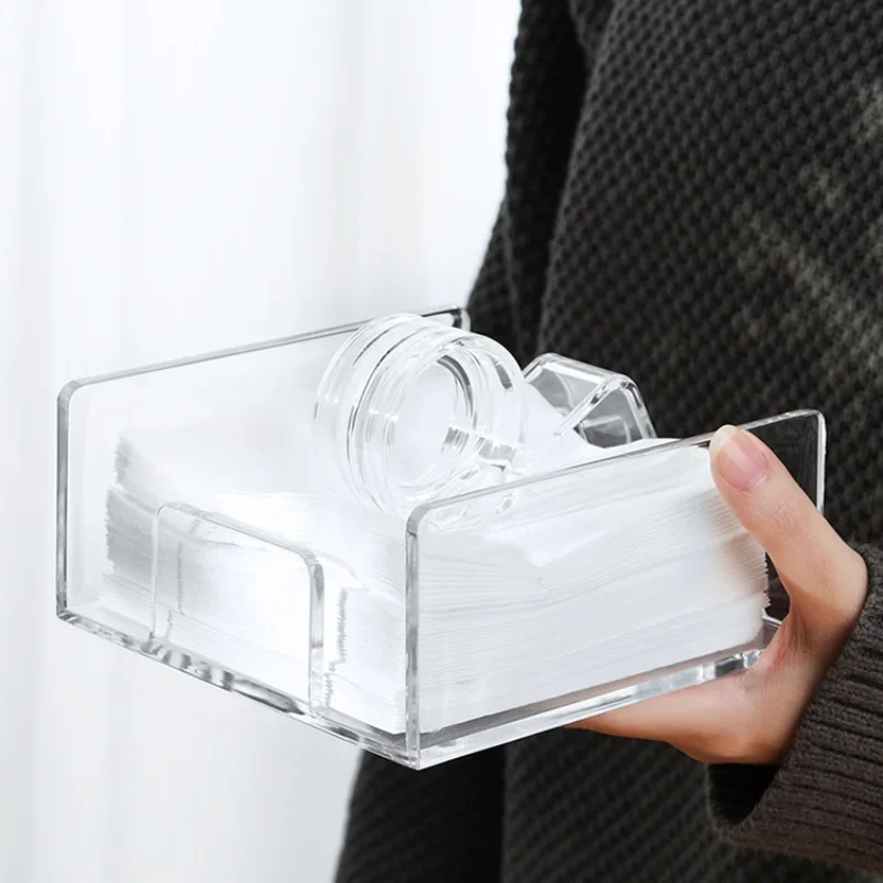 Acrylic Desktop Upright Tissue Box Napkin Holder Simple Transparent Plastic Square Restaurant Restaurant Hotel Paper Box