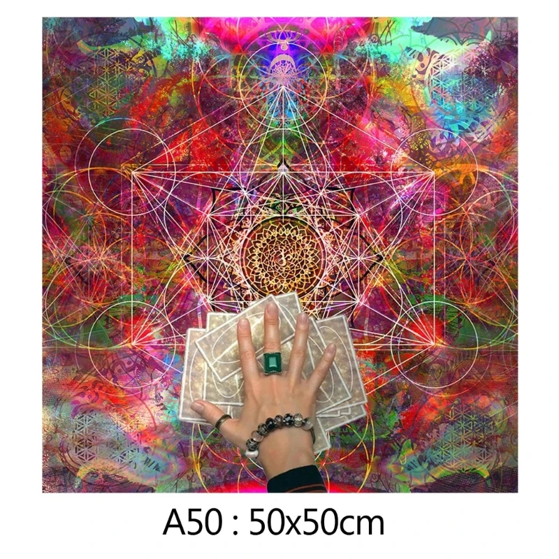 G92F 60x60cm Tarot Card Tablecloth Flannel Geometric Figure Divination Altar Card Pad