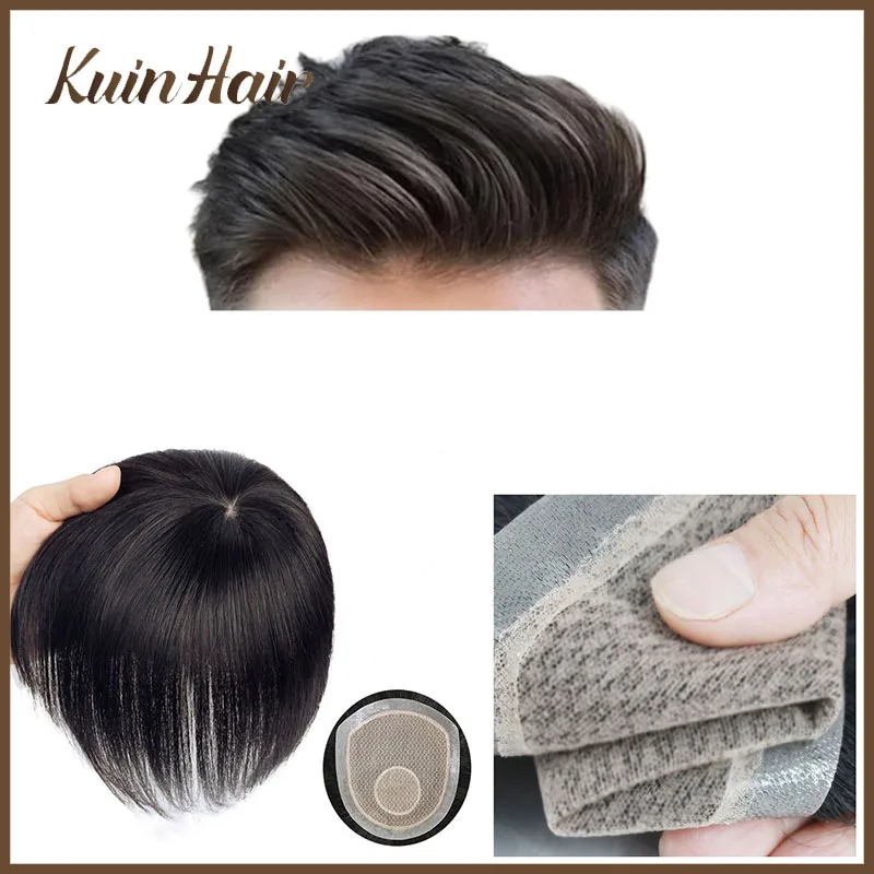 

Silk Base&SKIN Pu Men Toupee Unit Straight Male Hair Capillary Prosthesis More Breathable Natural Human Hair Replacment Systems