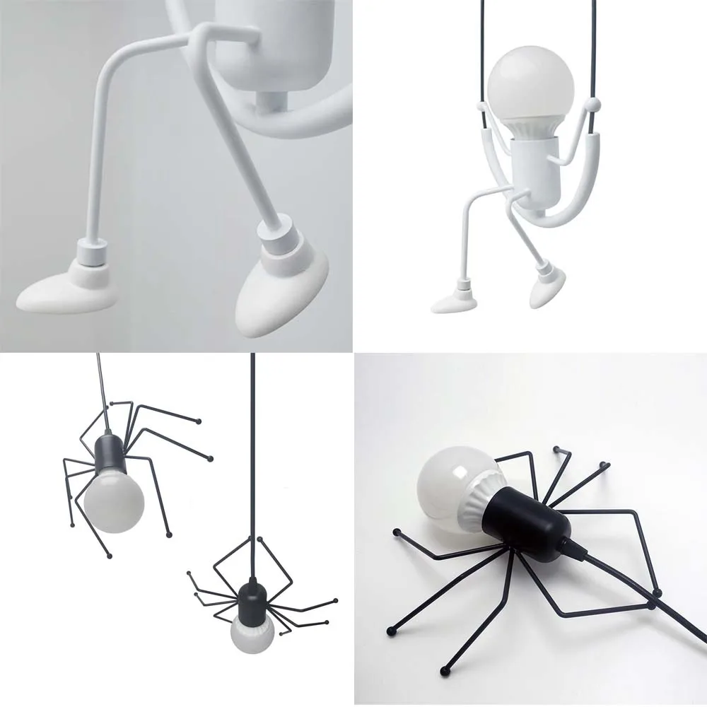 Pendant Light Nordic Little Man Spider Hanging Lamp Iron Swing Lamps Retro Loft Lighting LED Fixture for Kids Room Coffee Bar