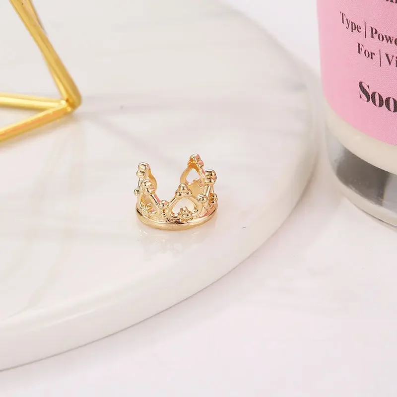Hollow U-Shaped Crown Sweet Heart Black Silver Plated Golden Clip Earrings For Women Ear Cuff