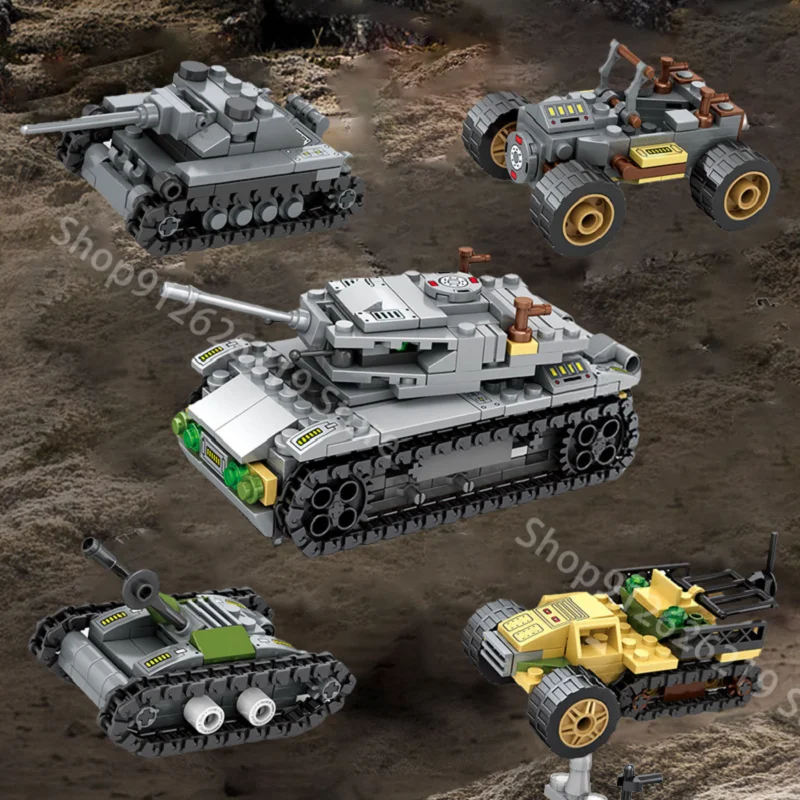 Military-style Tank Building Block Set (including Soldiers) Supports Multiple Assembly Methods Making It An Ideal Gift for Boys