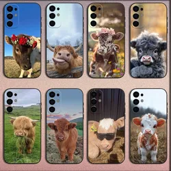 Cool Highland Cow Phone Case For Samsung S25,S24,S21,S22,S23,S30,Ultra,S20,Plus,Fe,Lite,Note,10,9,5G Black Soft Cover