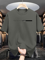 Summer men's 100% cotton casual loose fit large letter print round neck short sleeved T-shirt top High Street Unisex style