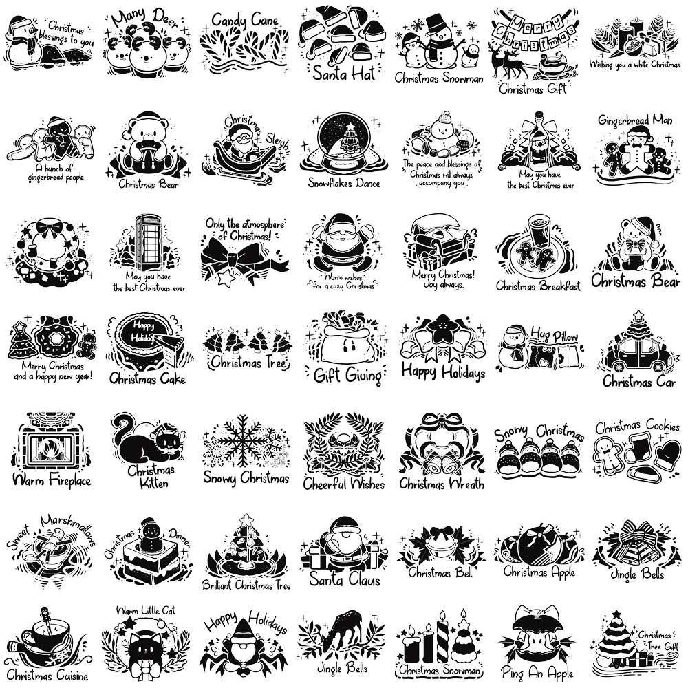 50/100 قطعة الحبر مصبوغ عيد الميلاد الكتابة على الجدران ملصقات عيد ميلاد سعيد محمول الأمتعة الهاتف دراجة الكتابة على الجدران البلاستيكية ملصق مضاد للمياه