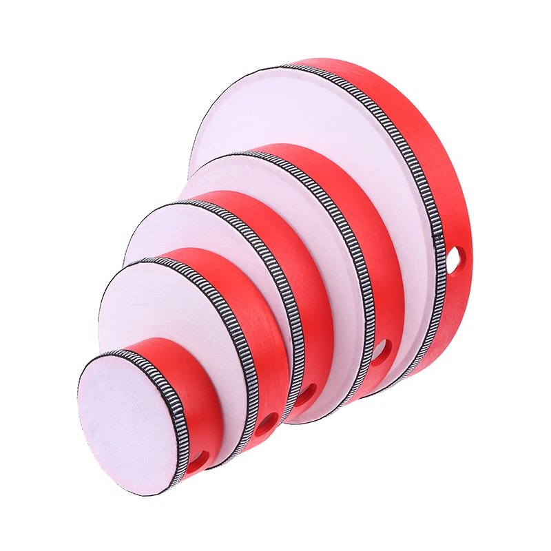 Kids Wooden Hand Drum Music Percussion Instrument Red Handheld Percussion Hand Drum Educational Toys Hand Beat 10-25cm