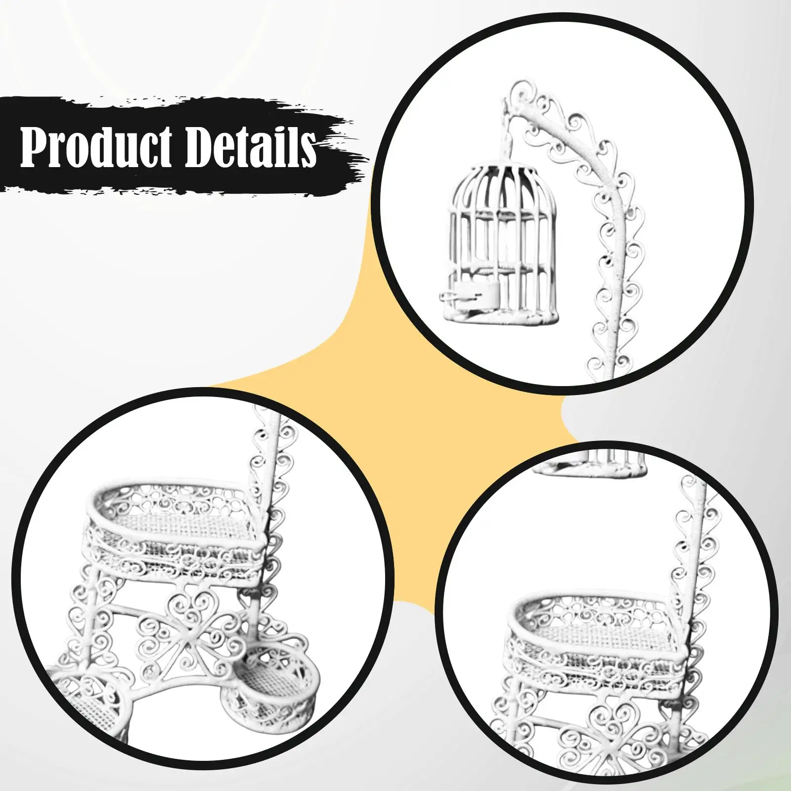 

Элегантная железная клетка для птиц в стиле кукольного домика, подарок для проектов DIY, премиум-декор для кукольного домика, миниатюрная напольная клетка для птиц, масштаб 1/12