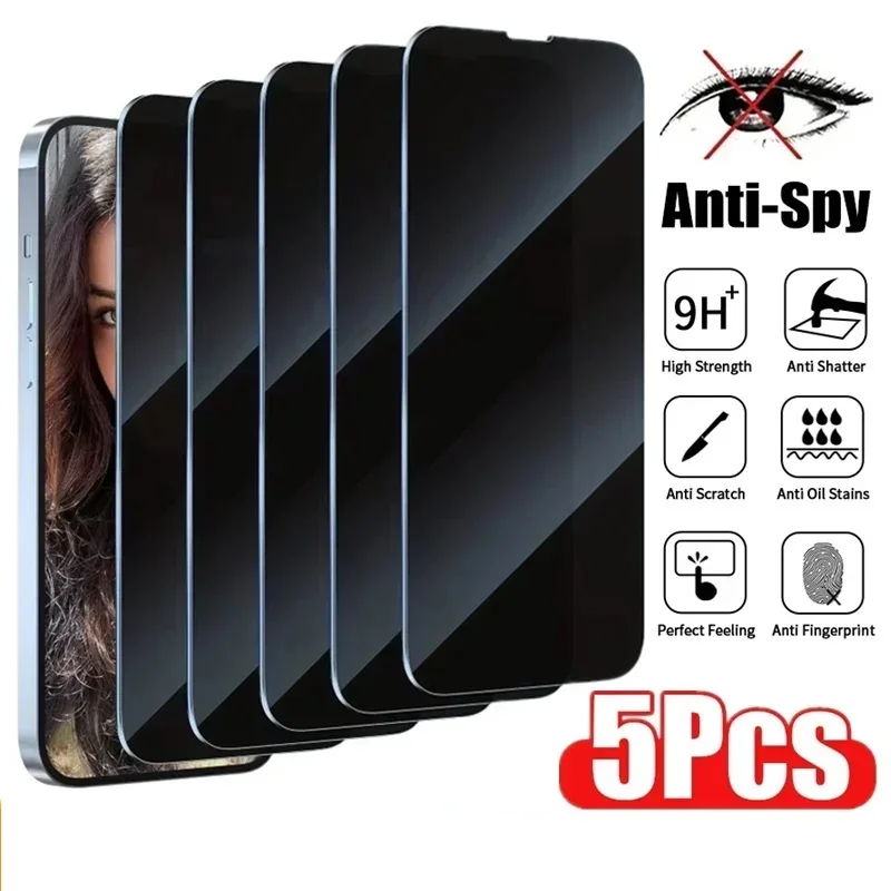 1-5Pcs Privacy Screen Protector for iPhone 14 13 12 11 15 Pro Max Mini 7 8 Plus Anti-spy Glass for IPhone 16 PRO X XR XS MAX SE