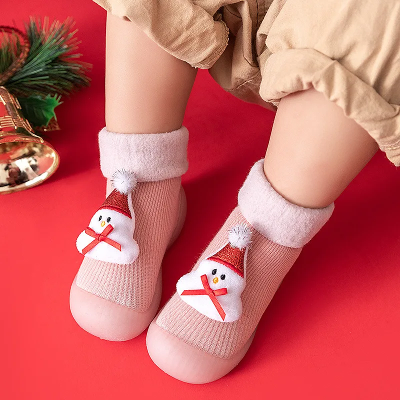 Baby Toddler Shoes and Socks Fall and Winter Floor Socks Non-slip Soft Bottom Cartoon Children\'s Padded and Thickened Anti-cold