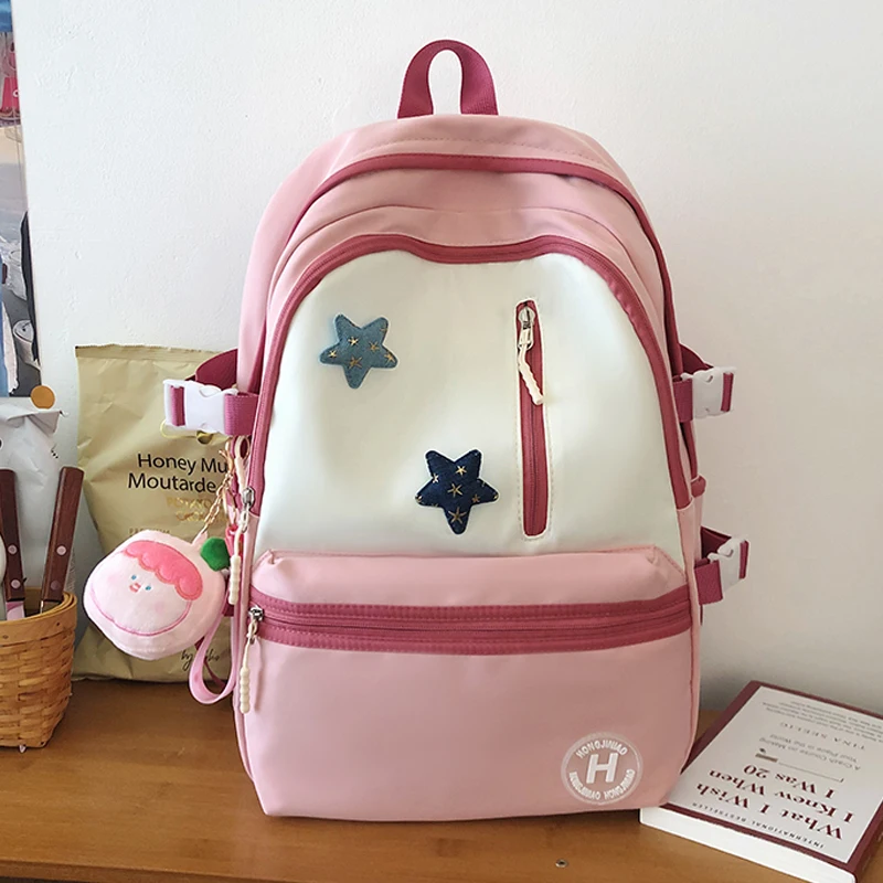 Girls Trendy Cute Canvas Bag Ladies College Backpacks Women High-Capacity Travel Students Bags Female Laptop Backpack Fashion