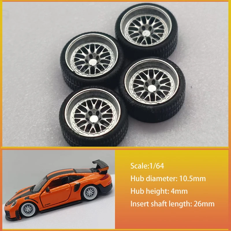 1:64 Modified Wheel Hub Diameter 10.5mm High-precision Resin Tire Suitable for Static Car Model Accessories Including Calipers